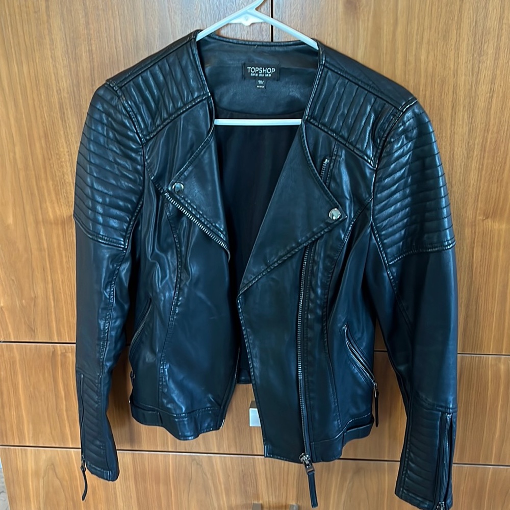 Faux leather moto jacket